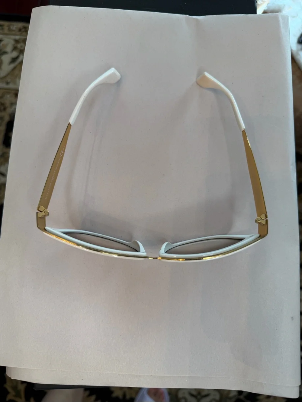 White Cat Eye Sunglasses with Gold Trim